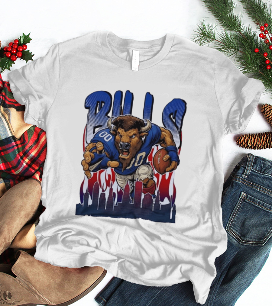 Buffalo Bills Football Running Buff City Skyline T-Shirt