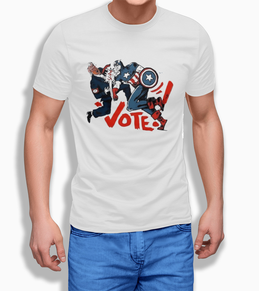 Captain America Punch Donald Trump Vote Comic T-Shirt