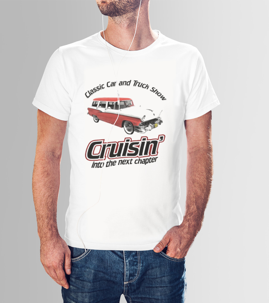 Classic Car And Truck Show Cruisin' Into The Next Chapter Vintage Red Station Wagon T-Shirt