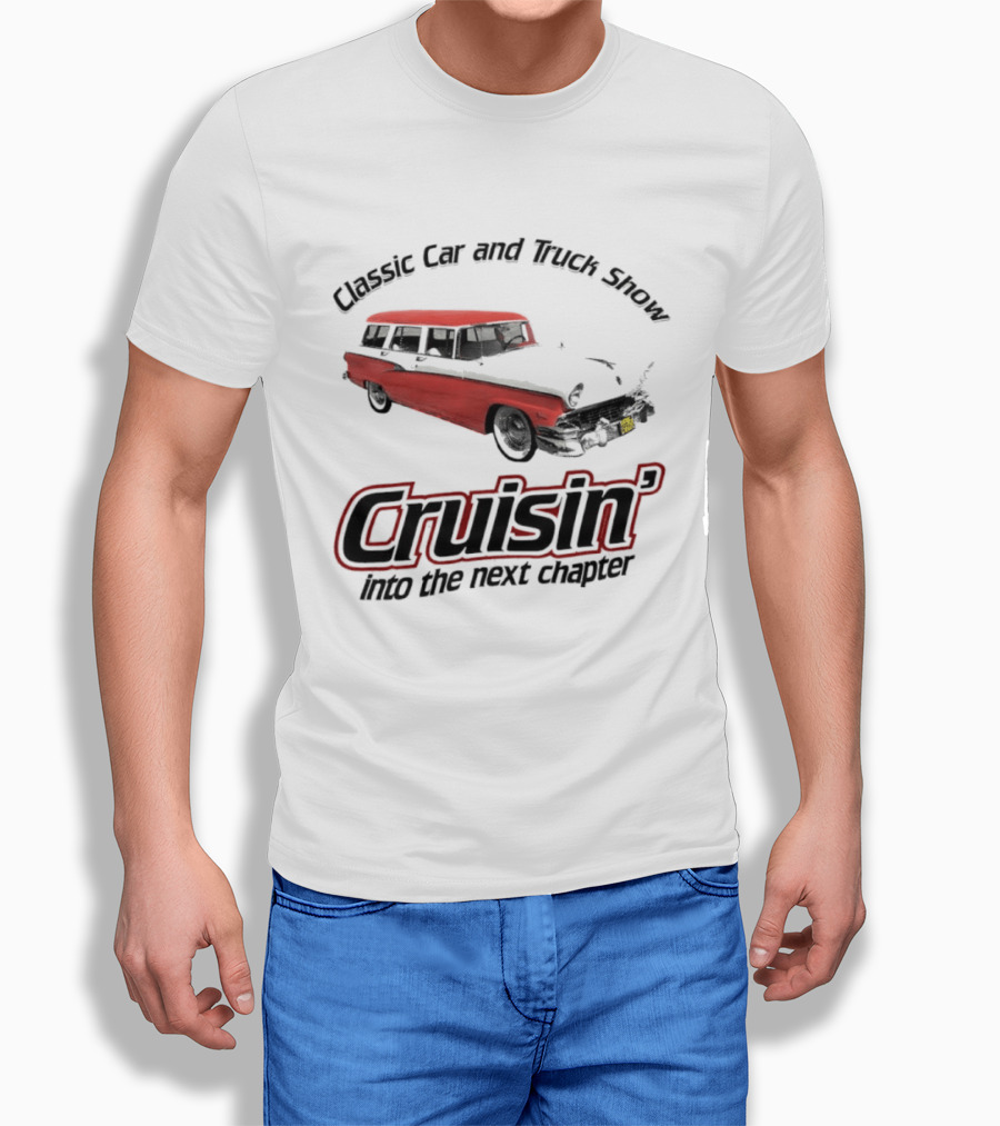 Classic Car And Truck Show Cruisin' Into The Next Chapter Vintage Red Station Wagon T-Shirt