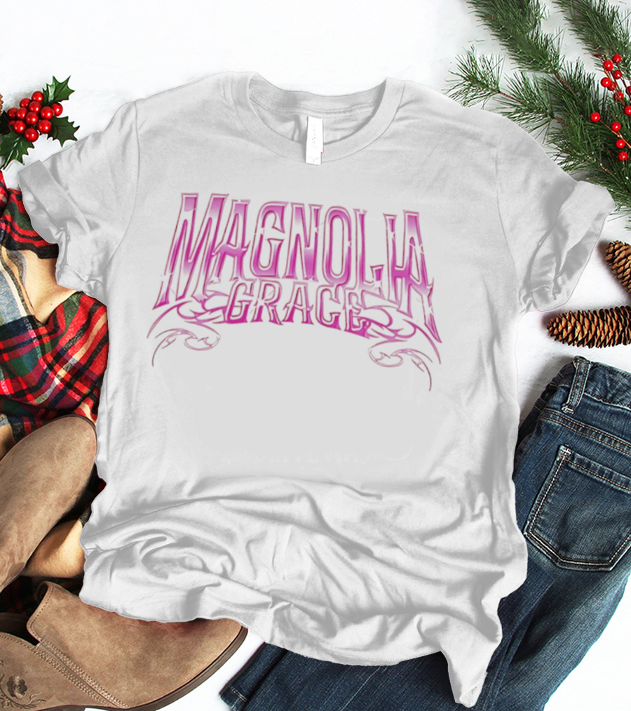 Magnolia Grace Bold Pink Lettering Tattoo T-Shirt