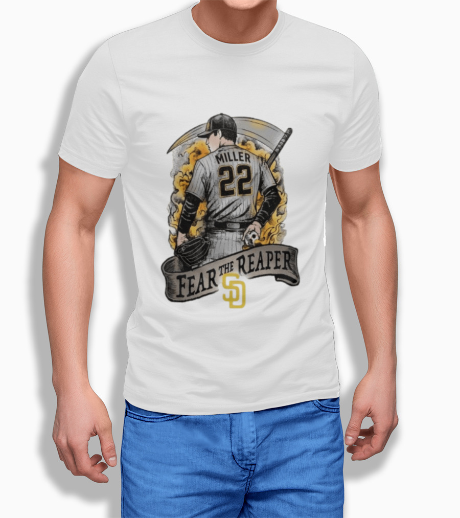 Mason Miller 22 Fear The Reaper San Diego Padres MLB T-Shirt