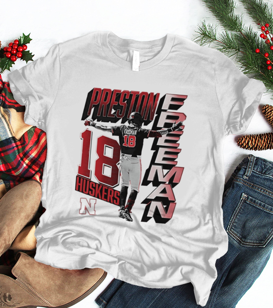 Preston Freeman 18 Huskers Nebraska Football Player T-Shirt