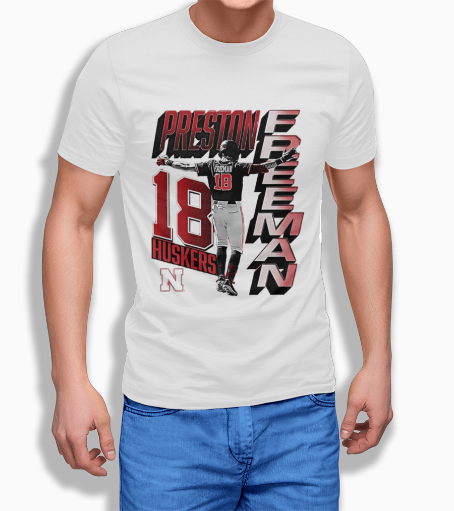 Preston Freeman 18 Huskers Nebraska Football Player T-Shirt