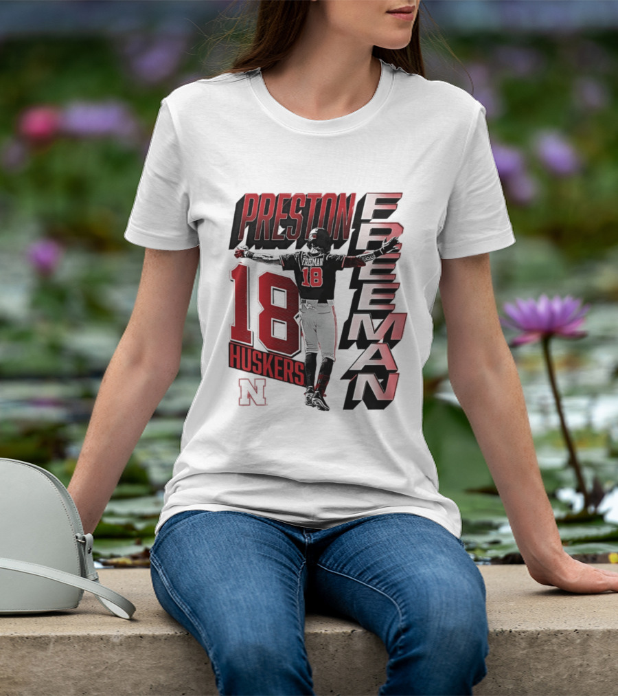 Preston Freeman 18 Huskers Nebraska Football Player T-Shirt