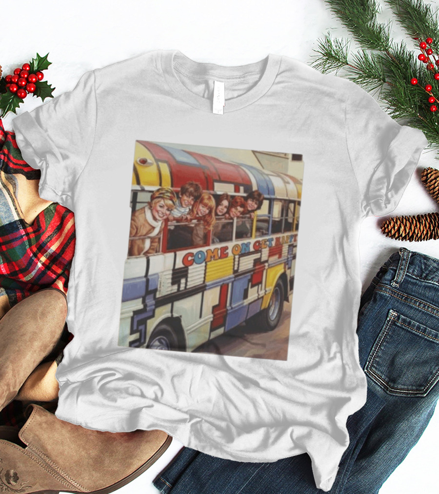 Psychedelic School Bus Come On Get Happy Retro Vibes T-Shirt