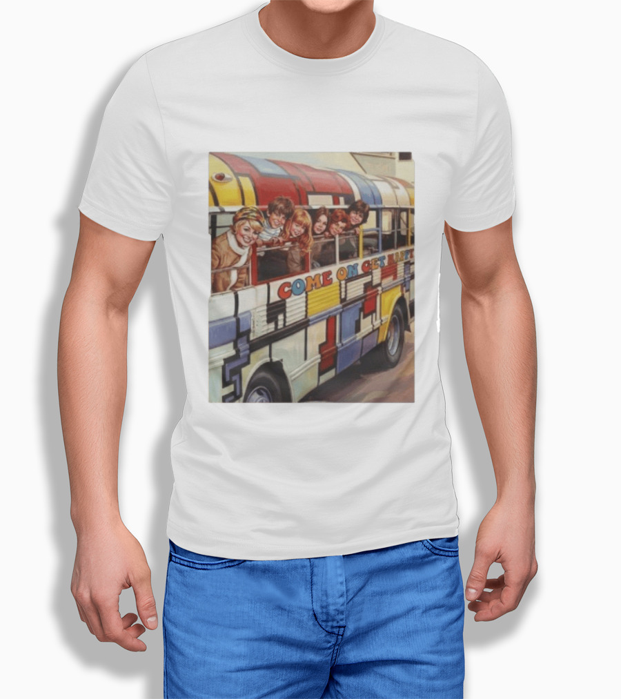 Psychedelic School Bus Come On Get Happy Retro Vibes T-Shirt