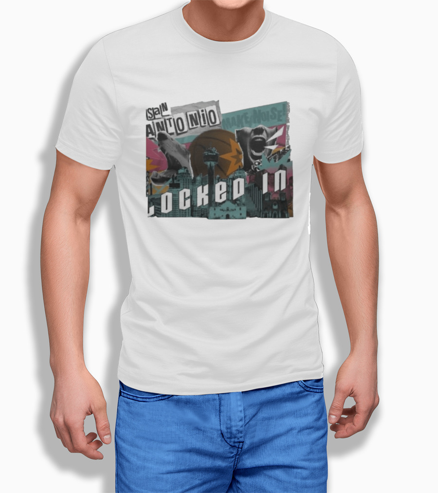 San Antonio Locked In Make Noise Basketball Skyline T-Shirt