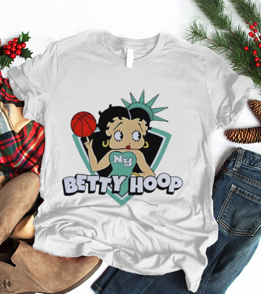 New York Liberty Betty Hoop Basketball Character NY Statue Of Liberty Crown T-Shirt