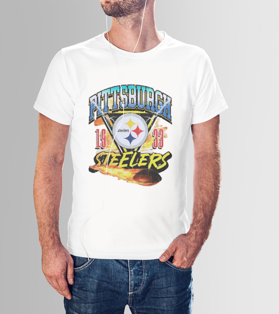 Pittsburgh Steelers 1933 Football Flame T-Shirt