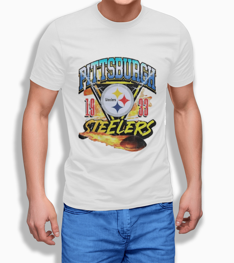 Pittsburgh Steelers 1933 Football Flame T-Shirt