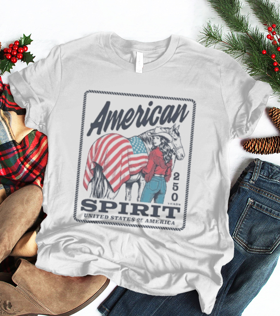 American Spirit 250 United States Of America Horse And Rider With Flag Blanket T-Shirt