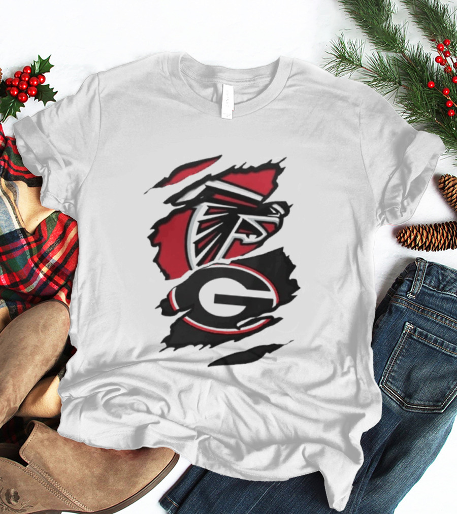 Atlanta Falcons Georgia Bulldogs Sports Team Graphic Rip T-Shirt