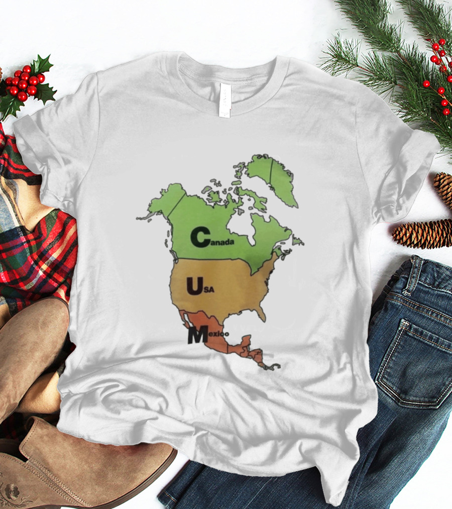 North America Map Canada USA Mexico Geography Continent Country T-Shirt