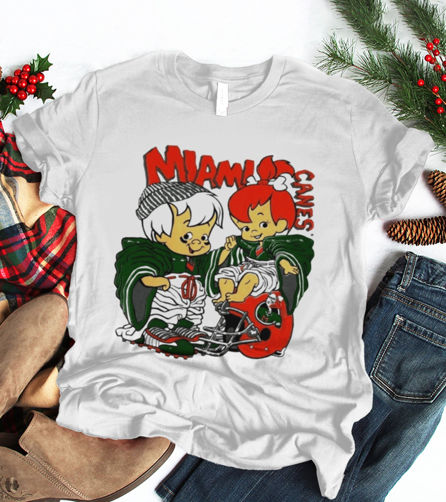 Miami Hurricanes MIAMI CANES Pebbles Bamm Bamm Flintstones NCAA T-Shirt