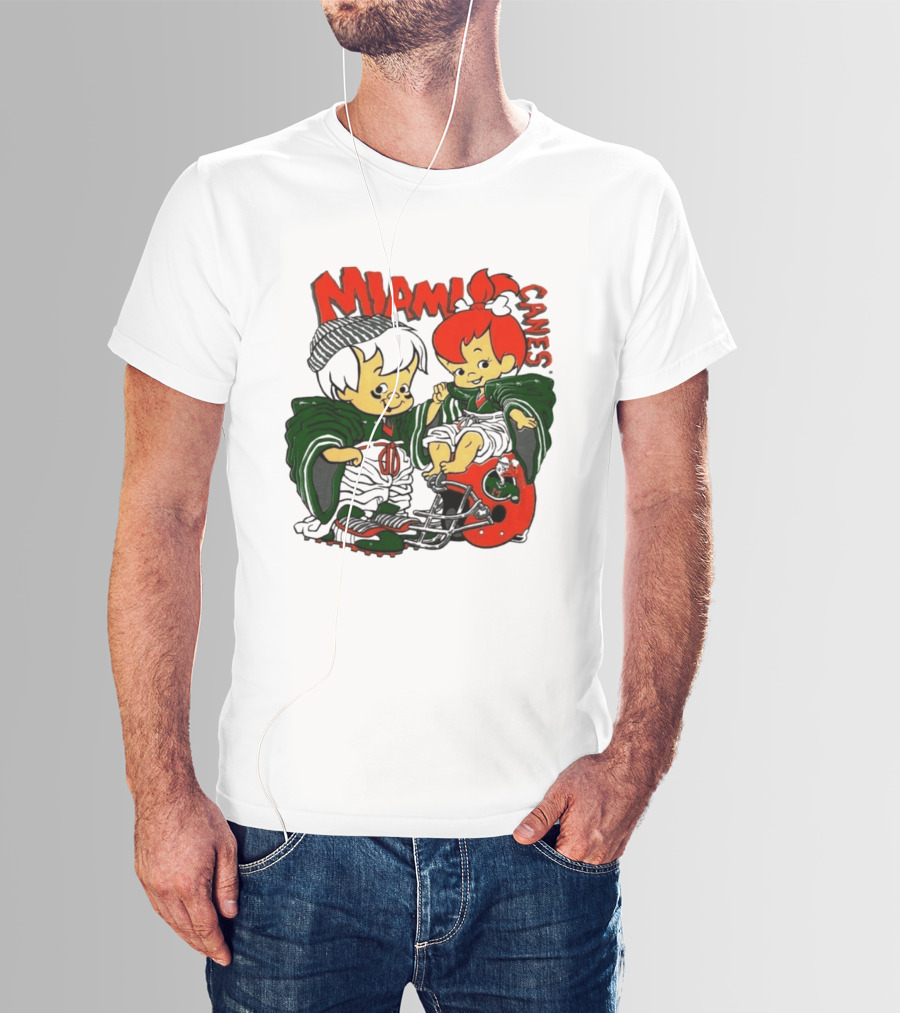 Miami Hurricanes MIAMI CANES Pebbles Bamm Bamm Flintstones NCAA T-Shirt