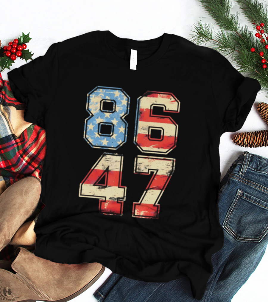 Anti ICE Subtle FDT Democrat 8647 American Flag Numbers T-Shirt