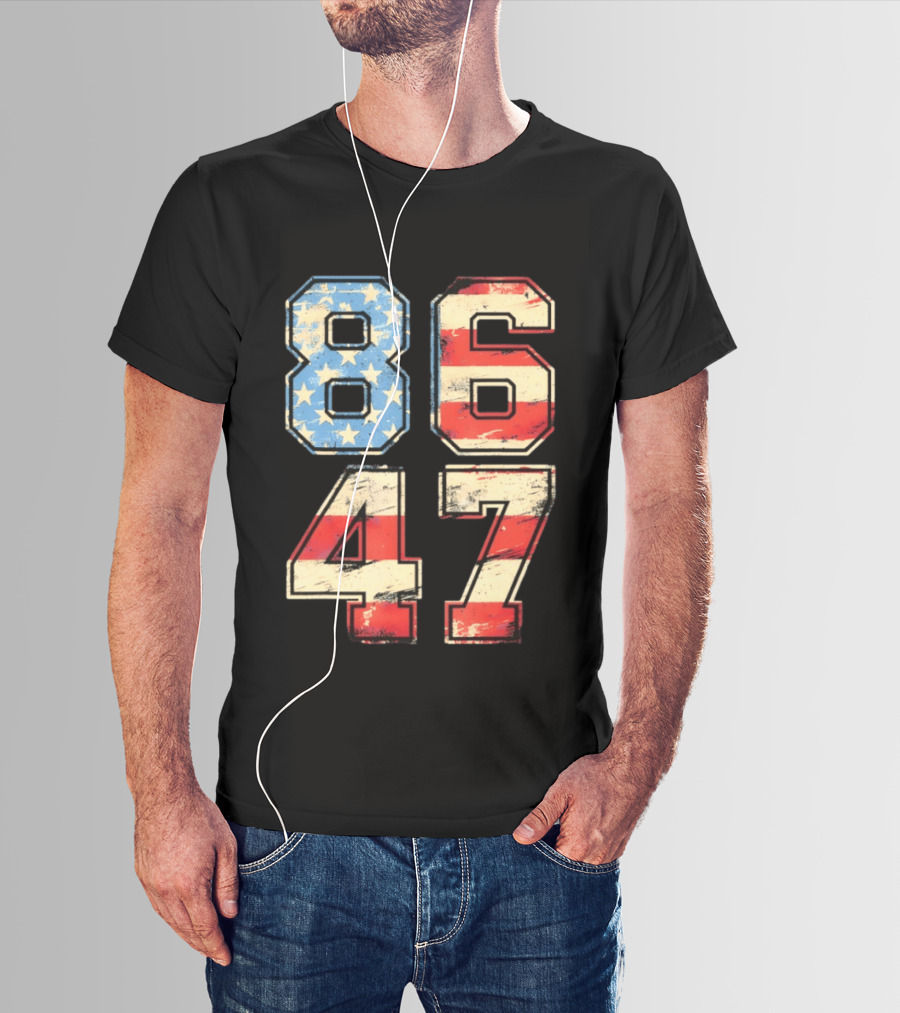 Anti ICE Subtle FDT Democrat 8647 American Flag Numbers T-Shirt