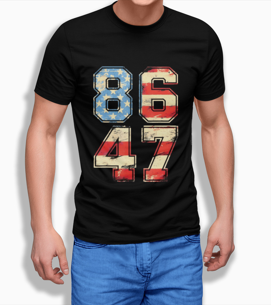 Anti ICE Subtle FDT Democrat 8647 American Flag Numbers T-Shirt