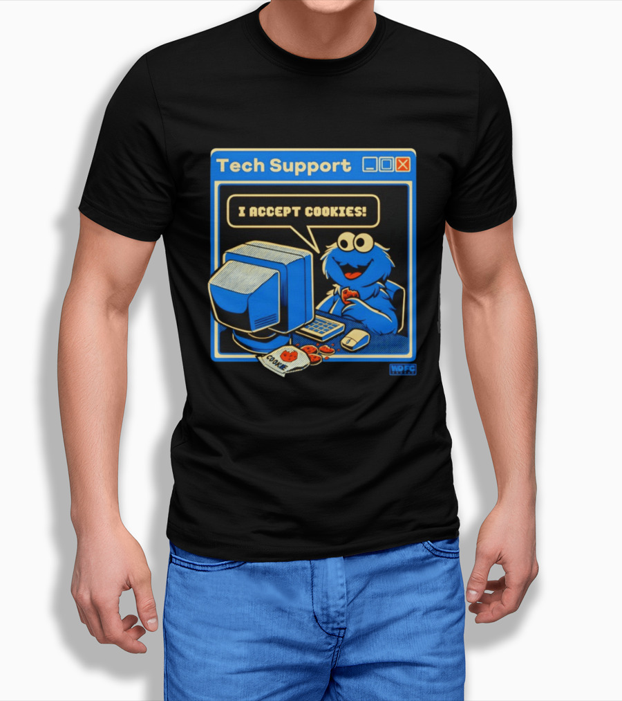 Tech Support I Accept Cookies Cookie Monster Computer Humor T-Shirt