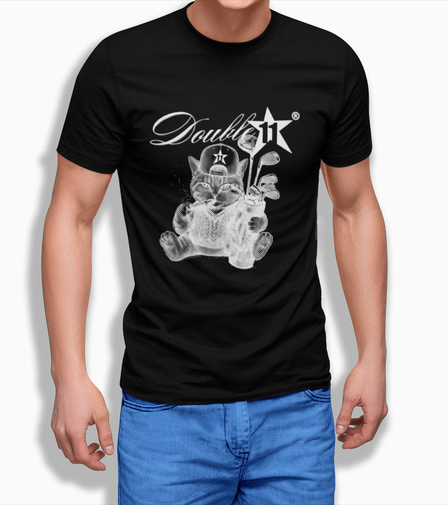Double 11 Golfing Cat Star Golf Clubs Urban Streetwear 2026 Future T-Shirt