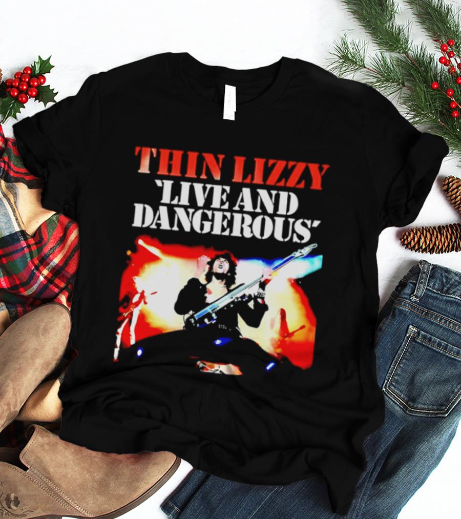 Thin Lizzy Live And Dangerous Cover Classic Rock Band Album T-Shirt