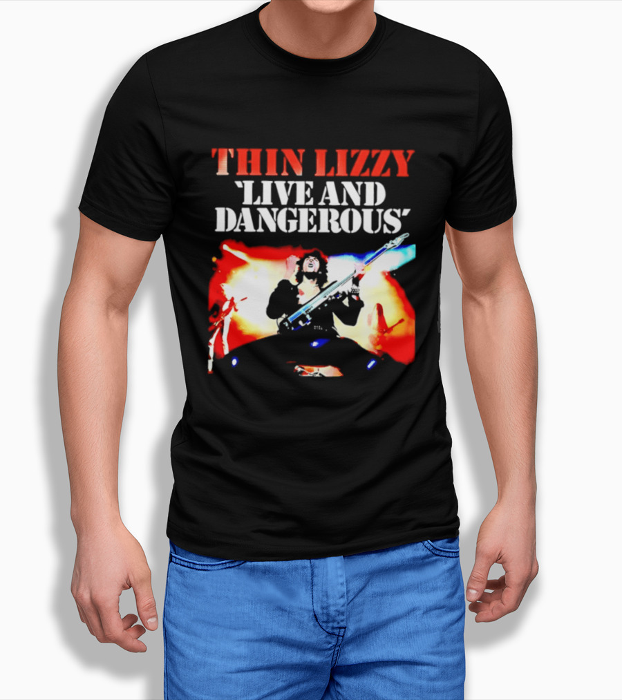 Thin Lizzy Live And Dangerous Cover Classic Rock Band Album T-Shirt