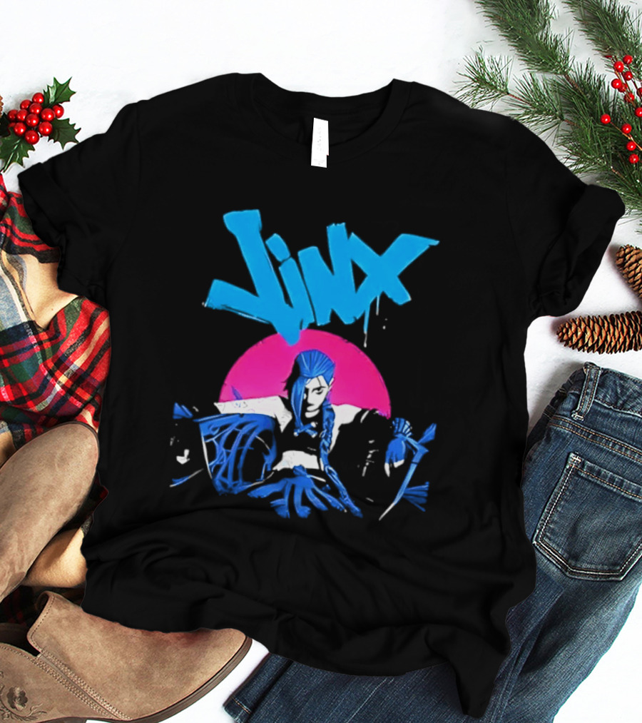 Jinx Blue Hair Graffiti Unleashed Power Arcane League Of Legends 2026 Season 2 Anticipation T-Shirt