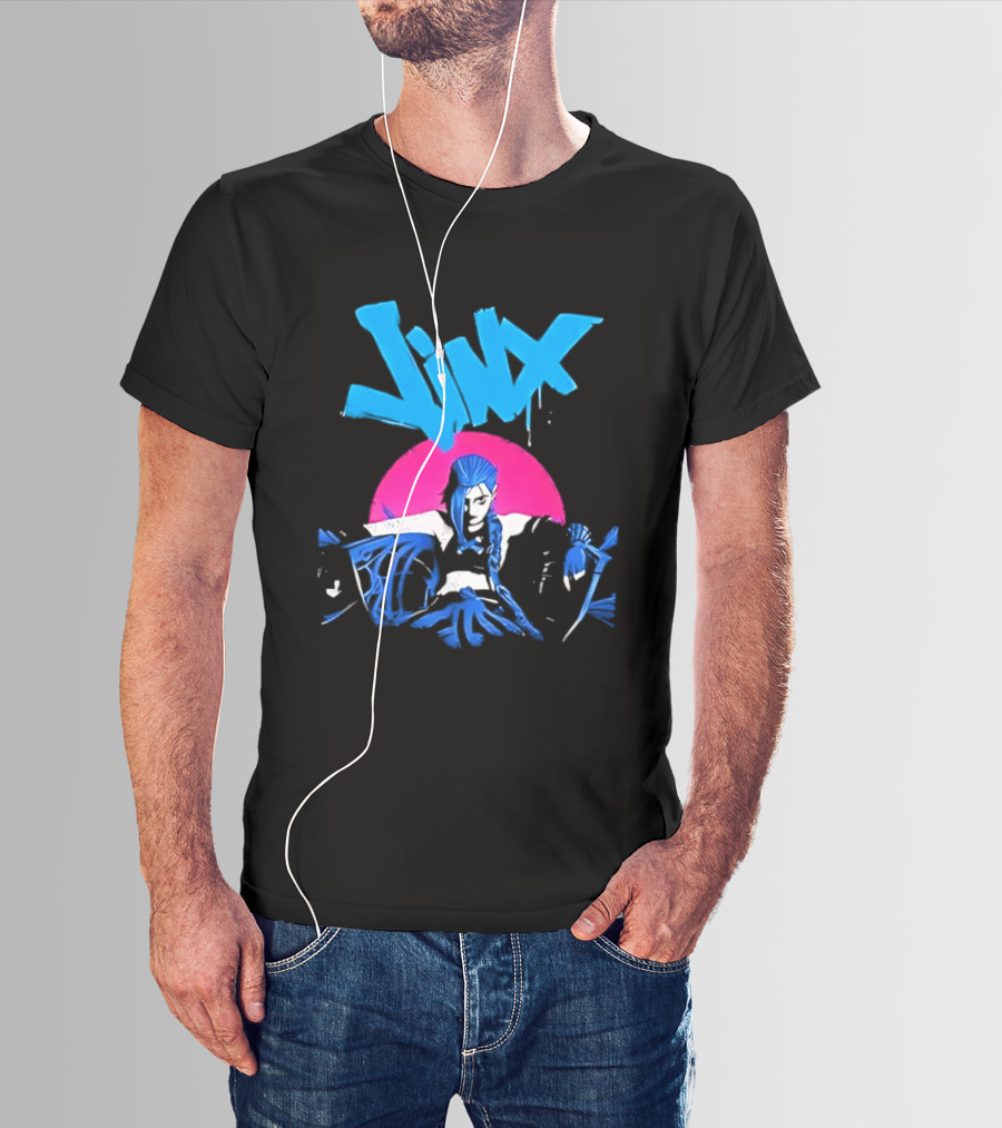 Jinx Blue Hair Graffiti Unleashed Power Arcane League Of Legends 2026 Season 2 Anticipation T-Shirt