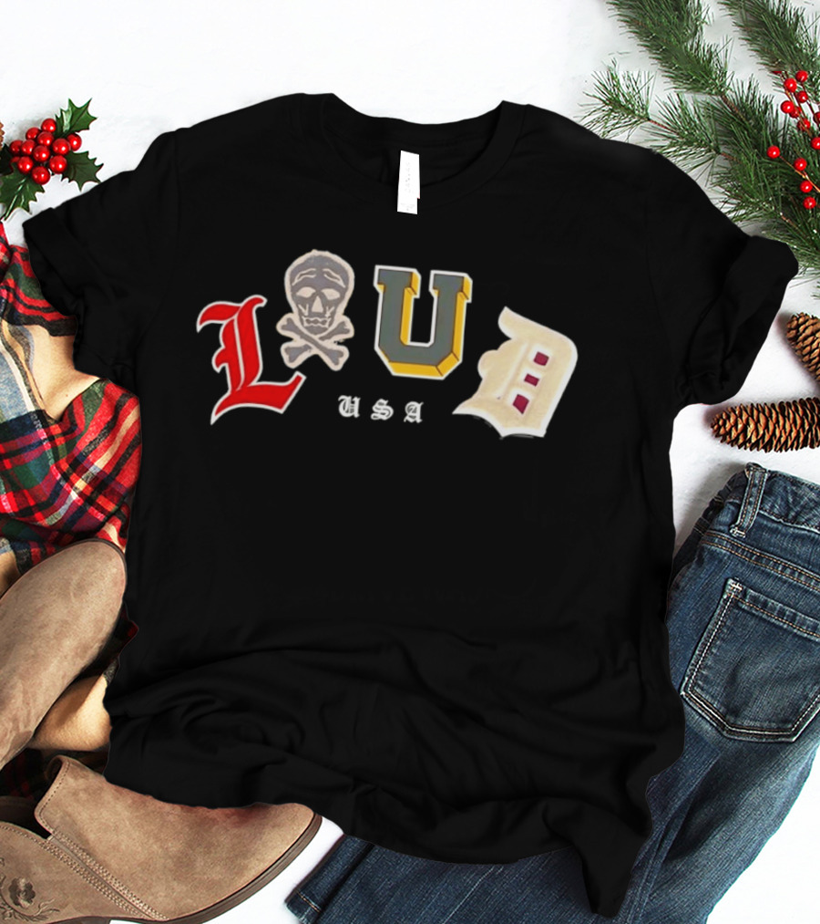 LUD USA Skull Varsity Patches L U D T-Shirt
