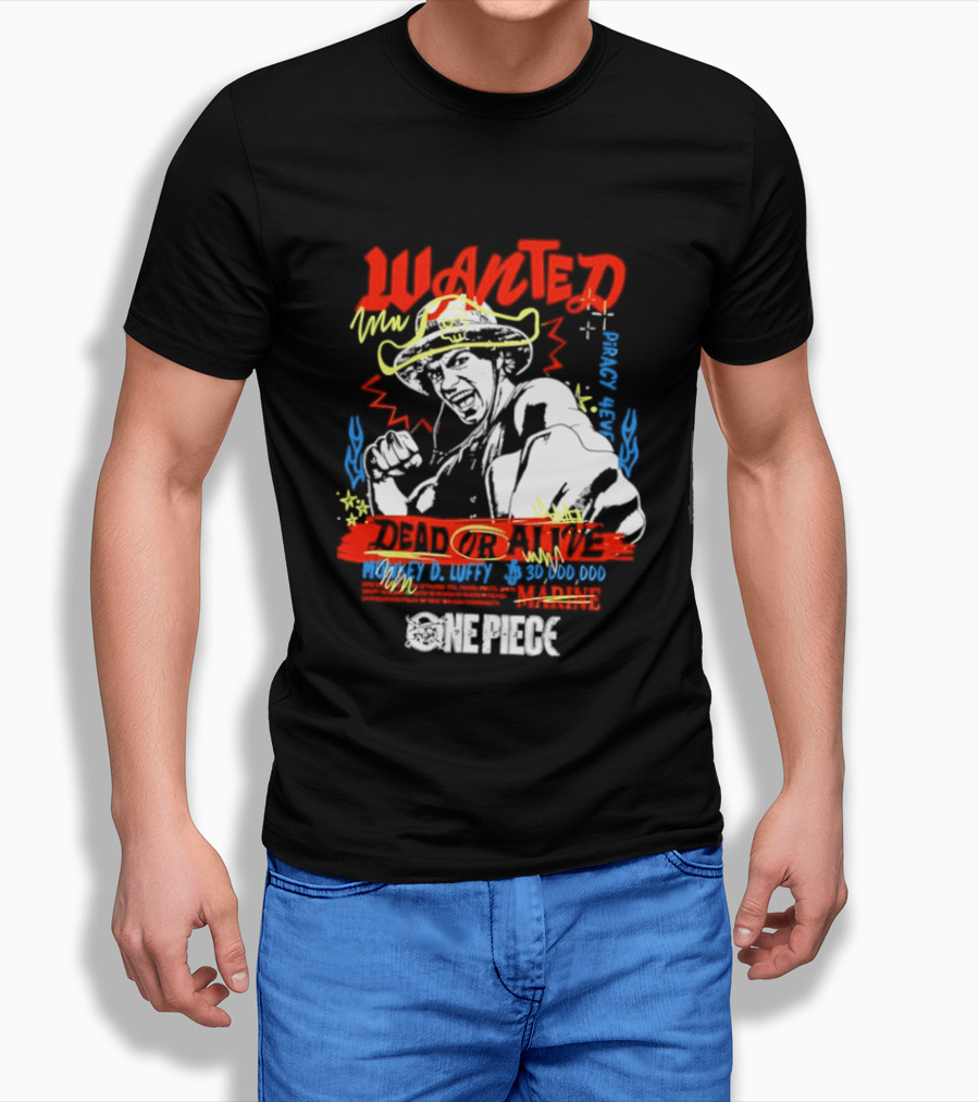 One Piece Monkey D. Luffy Wanted Dead Or Alive 30 Million Berries Bounty Straw Hat Pirate 2026 T-Shirt