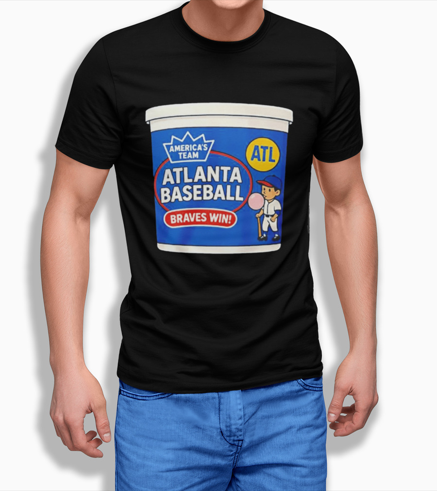 Braves Win America's Team Atlanta Baseball ATL Bubble Gum Crown T-Shirt