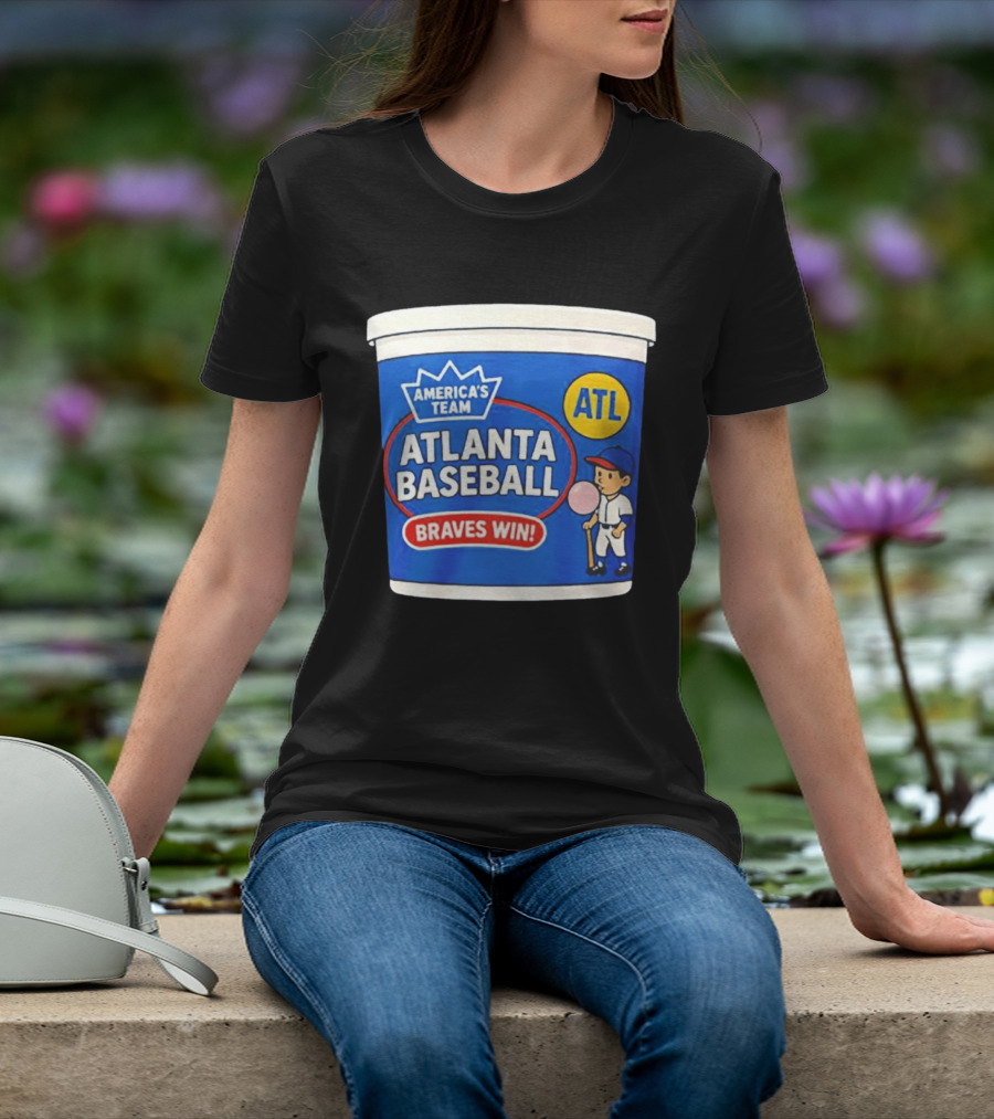 Braves Win America's Team Atlanta Baseball ATL Bubble Gum Crown T-Shirt