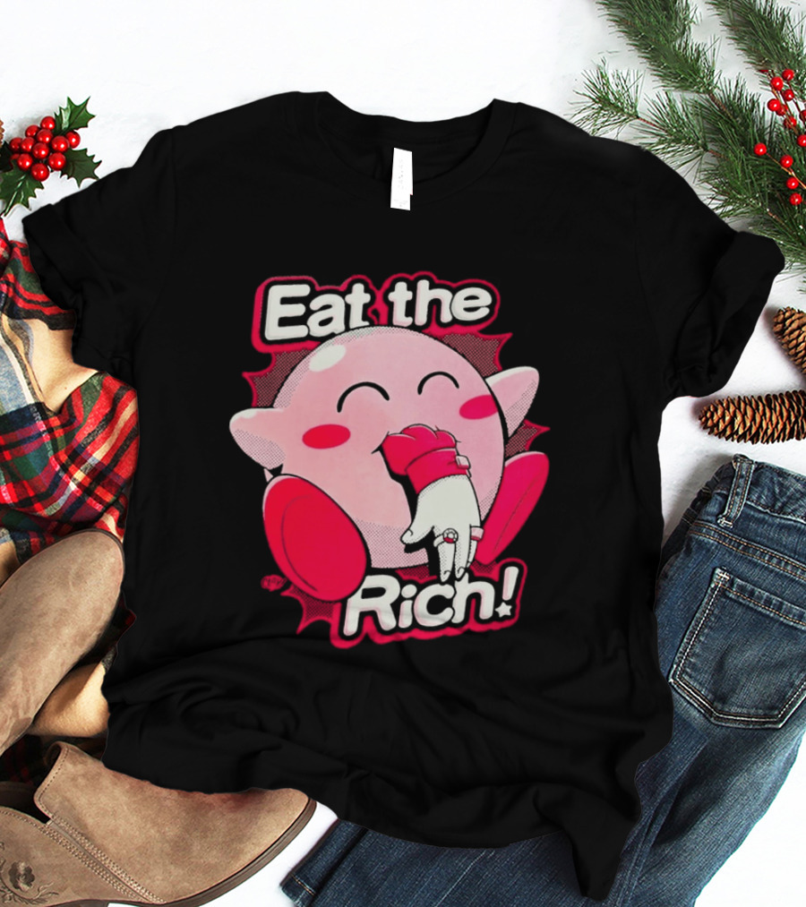 Eat The Rich Pink Character Eating Playful T-Shirt