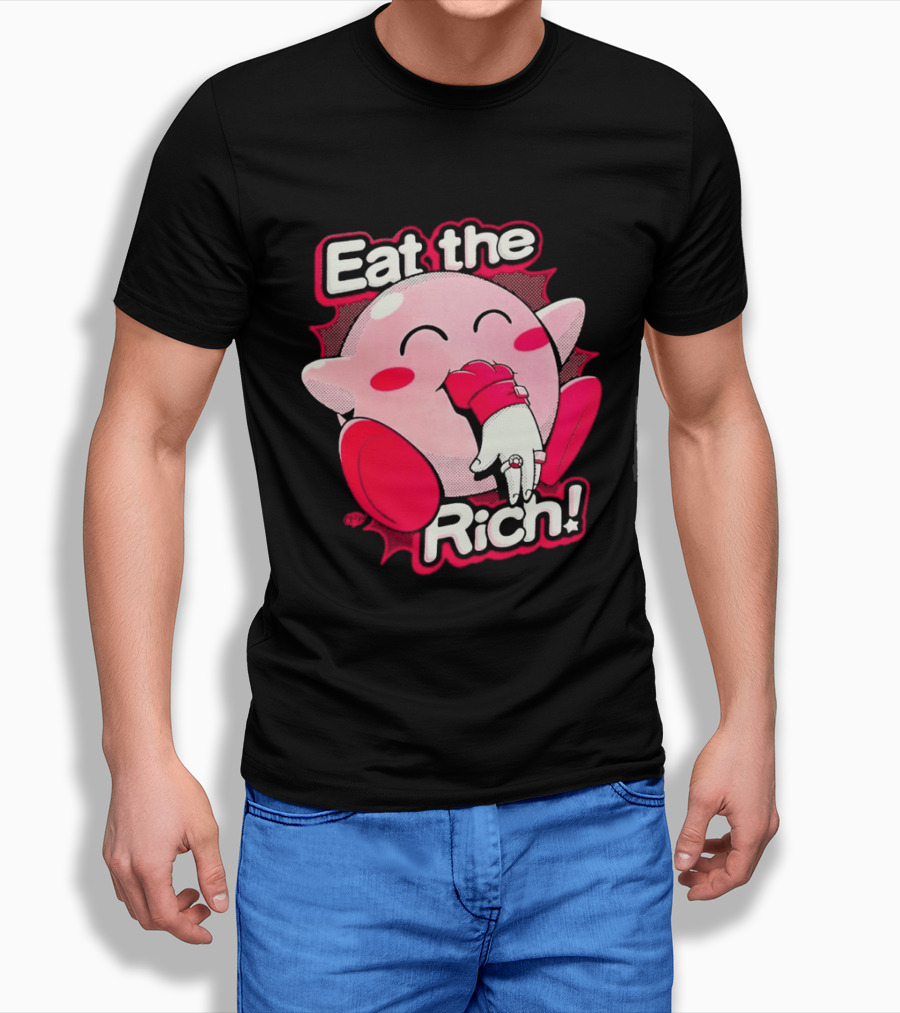 Eat The Rich Pink Character Eating Playful T-Shirt