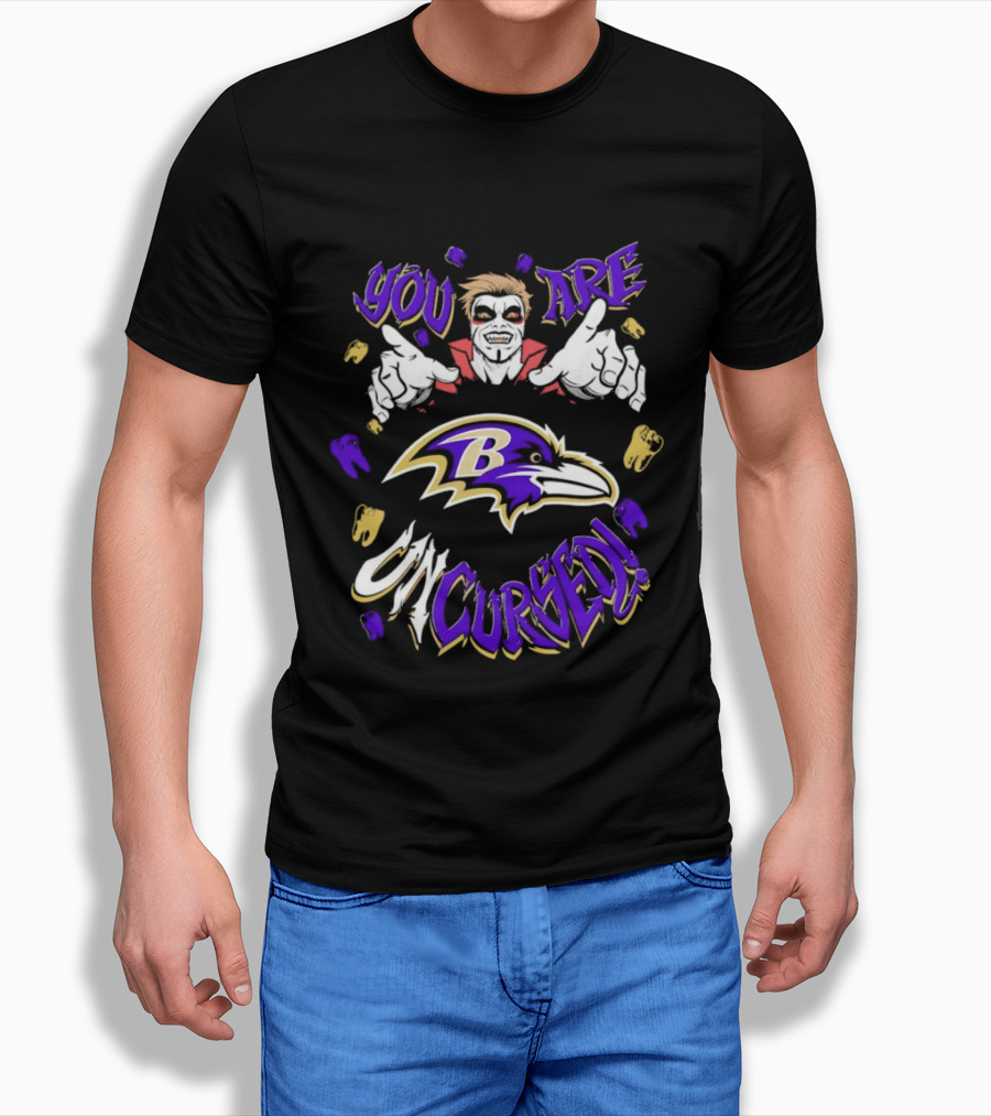 WWE Danhausen Baltimore Ravens Vampire Halloween You Are On Cursed T-Shirt