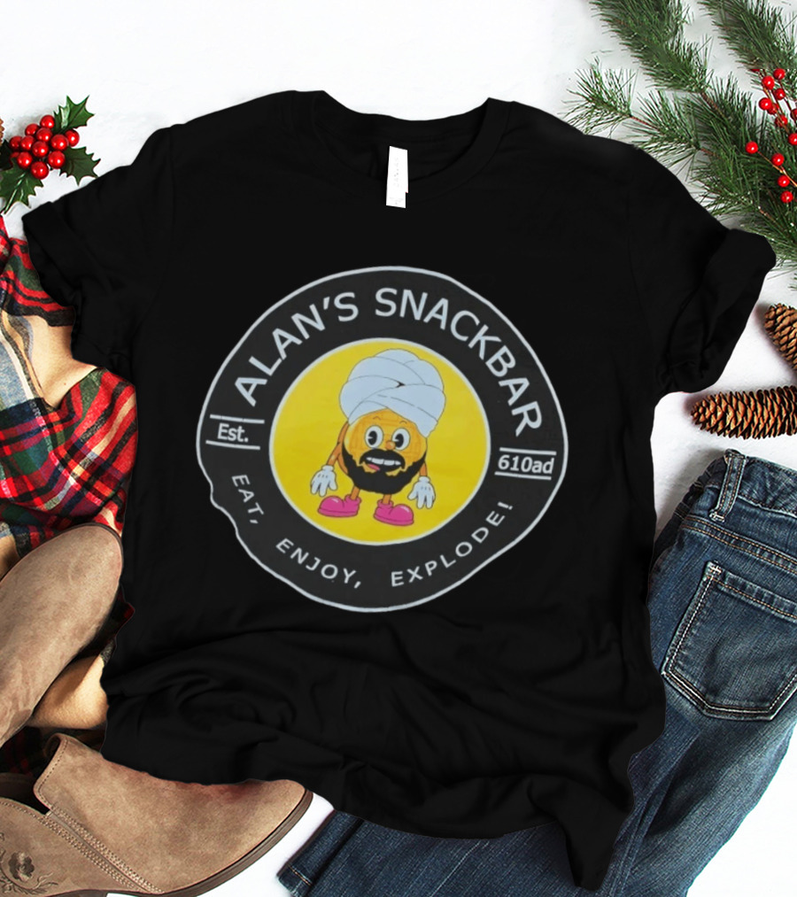 Alan's Snackbar Eat Enjoy Explode Est 610AD Circular T-Shirt