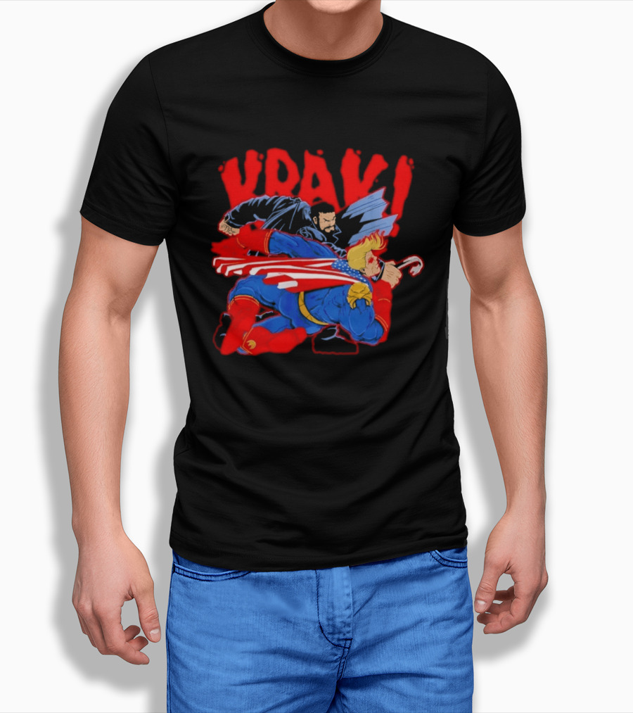 Billy Butcher Punching Homelander VRAK Comic Style Showdown T-Shirt