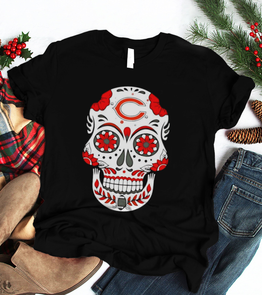 Chicago Bears Dia De Los Muertos Sugar Skull C T-Shirt