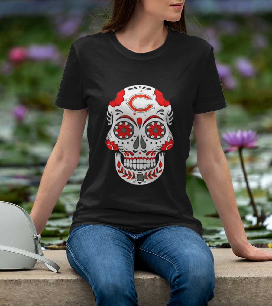 Chicago Bears Dia De Los Muertos Sugar Skull C T-Shirt