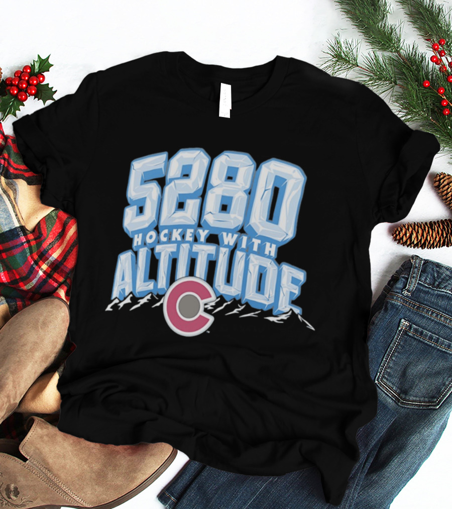 Hockey With Altitude 5280 Colorado Avalanche Ice Mountains T-Shirt