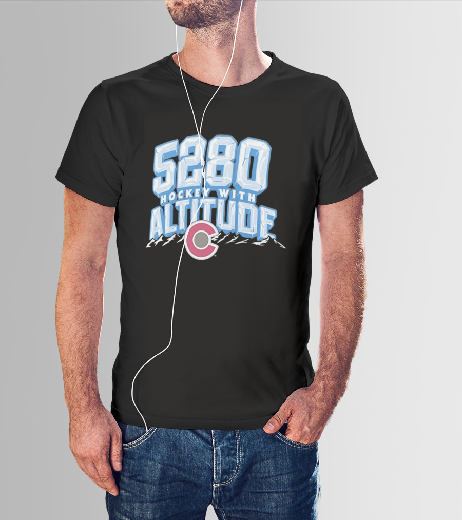 Hockey With Altitude 5280 Colorado Avalanche Ice Mountains T-Shirt