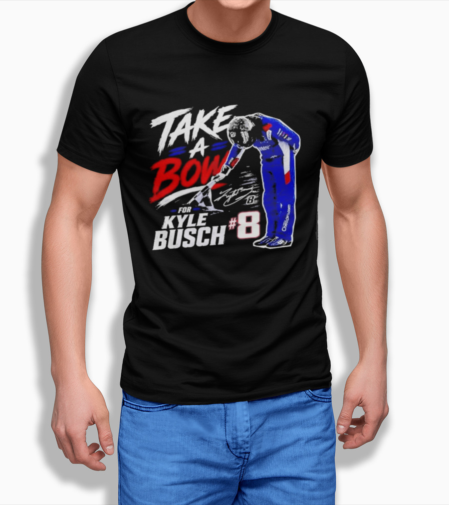 Take A Bow Kyle Busch #8 Checkered Flag NASCAR Racing T-Shirt