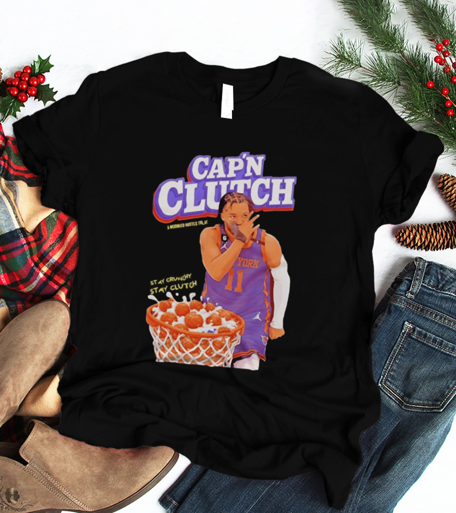 New York Knicks Jalen Brunson Capn Clutch Basketball Cereal Stay Crunchy T-Shirt