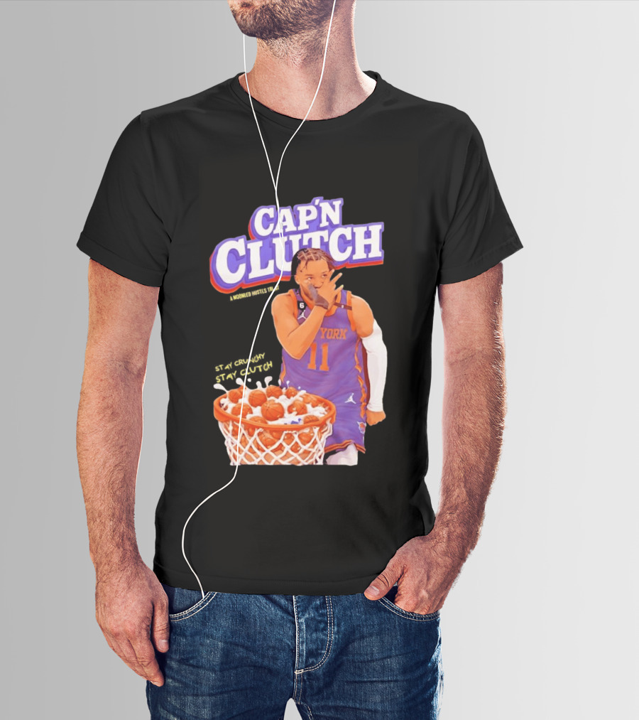 New York Knicks Jalen Brunson Capn Clutch Basketball Cereal Stay Crunchy T-Shirt