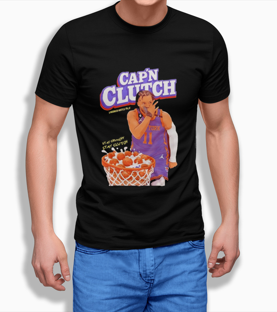 New York Knicks Jalen Brunson Capn Clutch Basketball Cereal Stay Crunchy T-Shirt