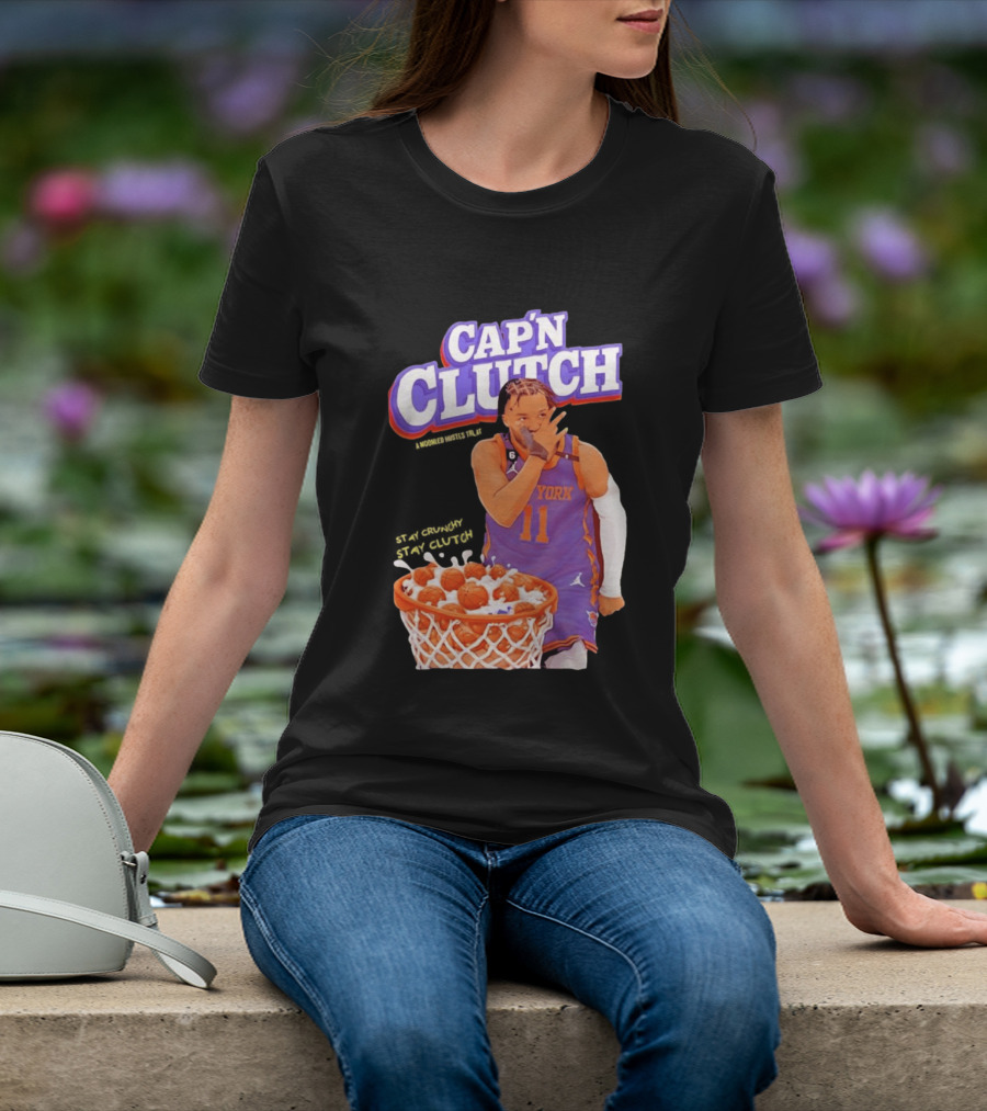 New York Knicks Jalen Brunson Capn Clutch Basketball Cereal Stay Crunchy T-Shirt