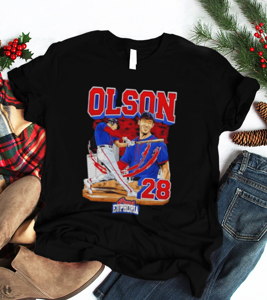 Matt Olson 28 Planet Euphoria Braves Baseball Comic Swing T-Shirt