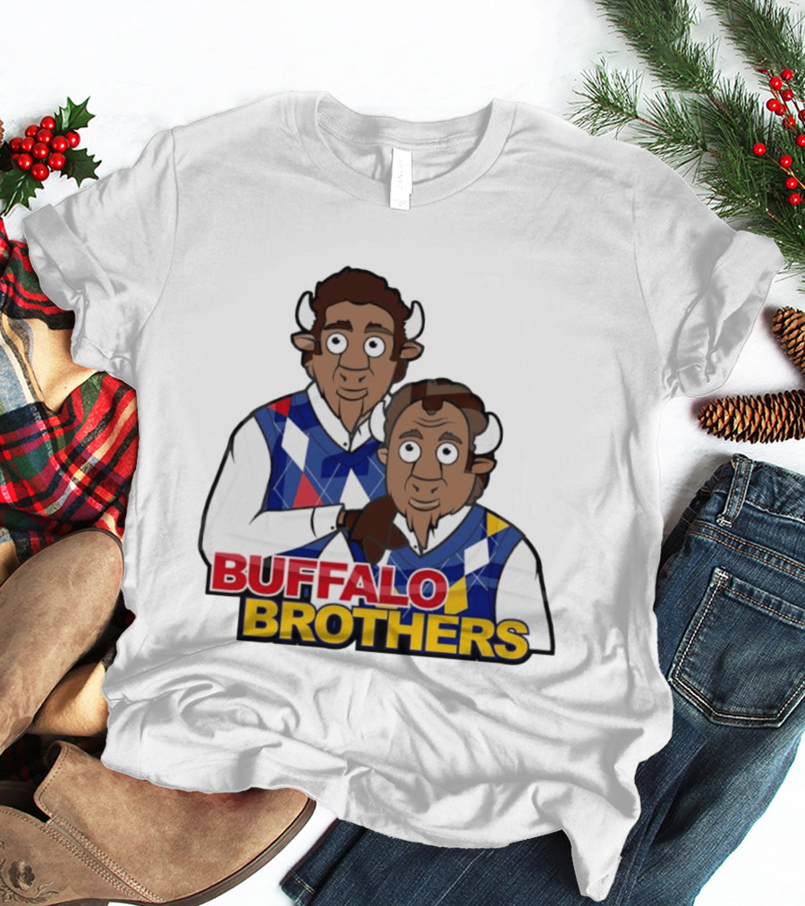 Buffalo Brothers Bison Characters Cartoon Duo T-Shirt