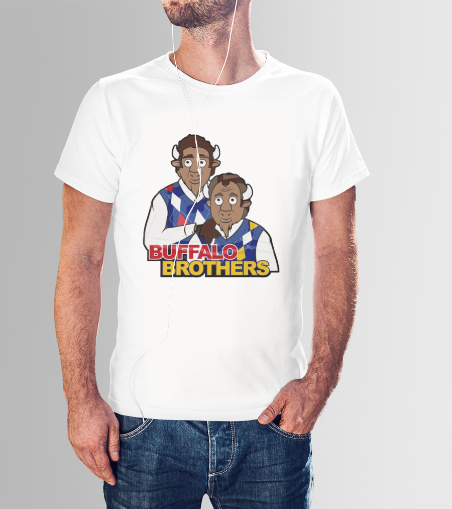 Buffalo Brothers Bison Characters Cartoon Duo T-Shirt